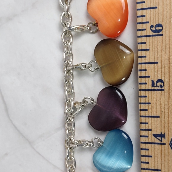 Artisan Crafted Glass Hearts Charm Bracelet - Picture 4 of 8